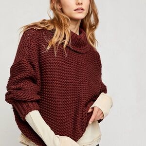 Free People My Only Sunshine Sweater in Chocolate Merlot NWT